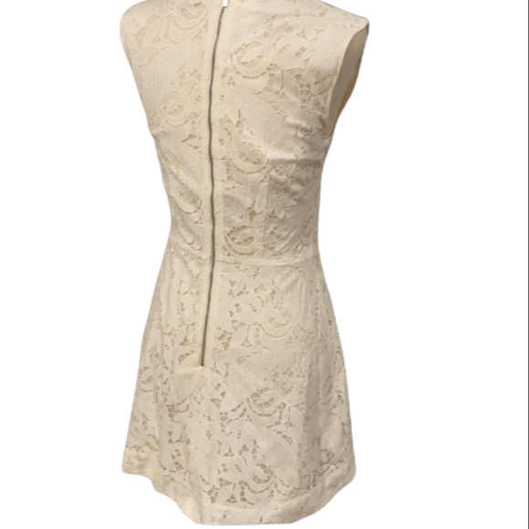 H&M SZ 4 Cream White Lace Overlay Midi Dress - Picture 2 of 8